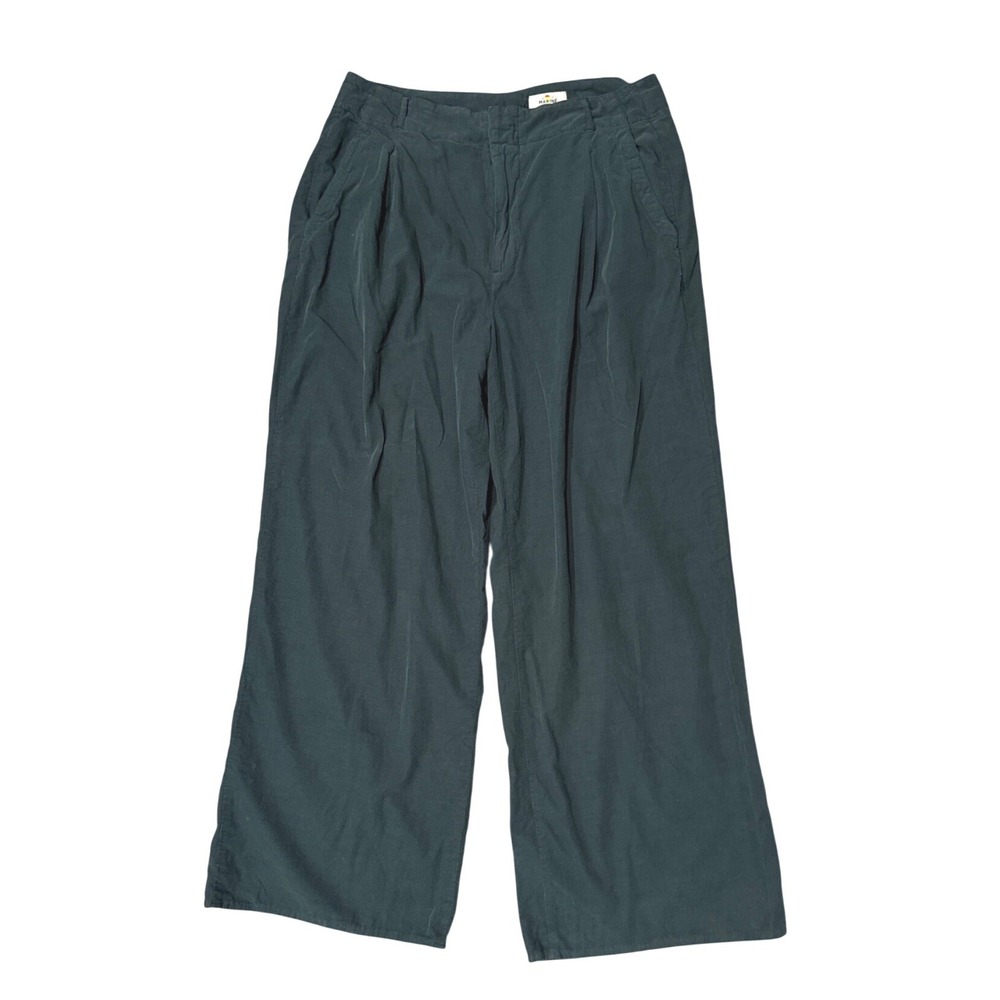 Marine Layer Allison Pant Forest Green Corduroy‎ Wide Leg Pleated Trousers Sz 14